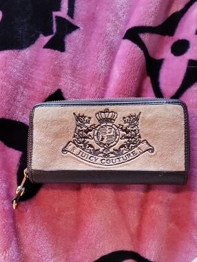 Juicy Couture Light Brown and Dark Brown Embroidered Scottie Zip Wallet